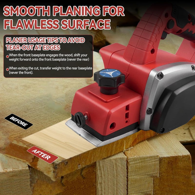 dcvbny Cordless Hand Planer for Milw-aukee Battery(Tool Only), 3-1/4" 15,000 RPM Brushless Wood Planer,Portable Electric Power Tool for Woodworking, Carpentry & DIY Projects - Image 4